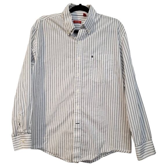 Izod Button Down Shirt Mens Large Striped Long Sleeve Collared Workwear Office - Picture 1 of 4
